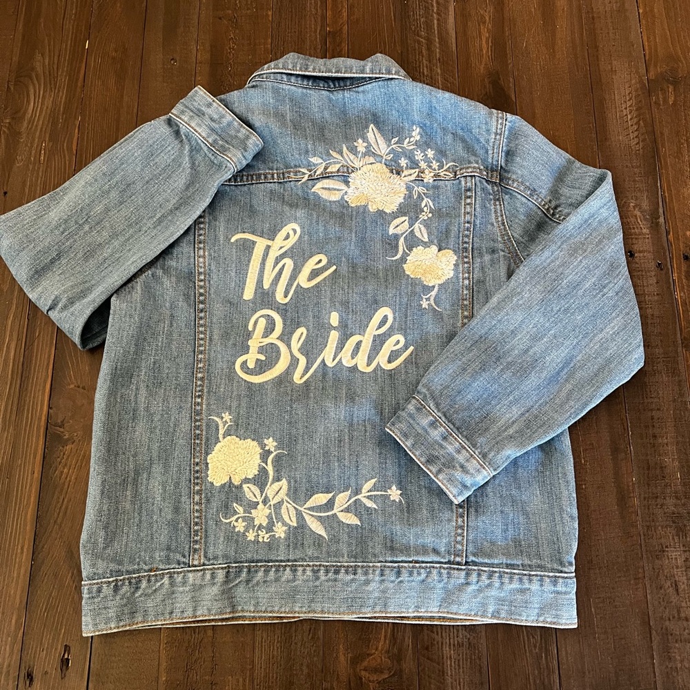 David’s Bridal “The Bride” denim embroidered jacket